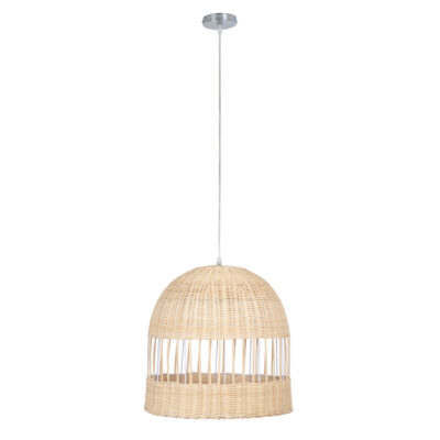 LEDTM® LUCIA 01725 Boho Κρεμαστό Φωτιστικό Πλέγμα Μονόφωτο 1 x E27 IP20 Μπεζ Ξύλο - Μ40 x Π40 x Y34cm - Image 4