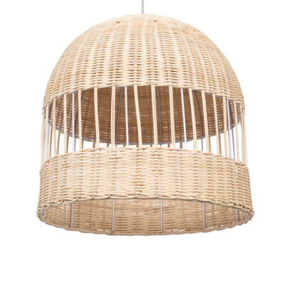 LEDTM® LUCIA 01725 Boho Κρεμαστό Φωτιστικό Πλέγμα Μονόφωτο 1 x E27 IP20 Μπεζ Ξύλο - Μ40 x Π40 x Y34cm - Image 6