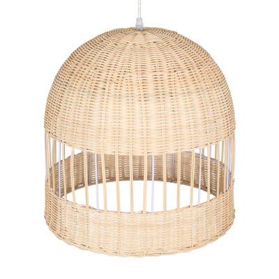 LEDTM® LUCIA 01725 Boho Κρεμαστό Φωτιστικό Πλέγμα Μονόφωτο 1 x E27 IP20 Μπεζ Ξύλο - Μ40 x Π40 x Y34cm - Image 7