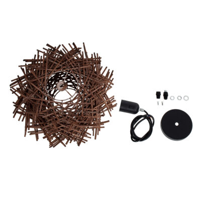 LEDTM® MINORCA 01732 Boho Κρεμαστό Φωτιστικό Οροφής με Ντουί 1 x E27 AC 220-240V IP20 - Καφέ - Μ30 x Π30 x Υ18cm - Image 11