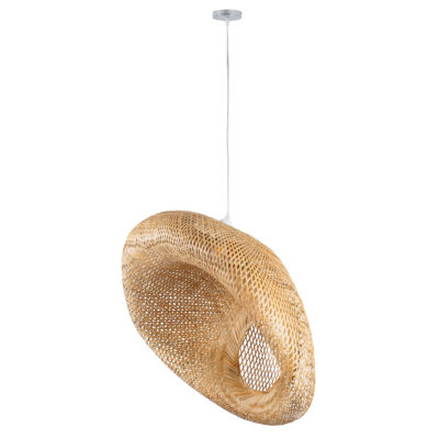 LEDTM® CARIBBEAN 01784 Μοντέρνο Κρεμαστό Φωτιστικό Πλέγμα Μονόφωτο 1 x E27 IP20 Μπεζ Ξύλο - Μ80 x Π80 x Υ35cm - Image 4