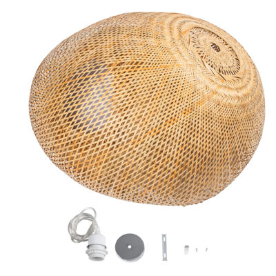 LEDTM® CARIBBEAN 01784 Μοντέρνο Κρεμαστό Φωτιστικό Πλέγμα Μονόφωτο 1 x E27 IP20 Μπεζ Ξύλο - Μ80 x Π80 x Υ35cm - Image 10