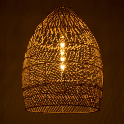 LEDTM® MALIBU 01810 Boho Κρεμαστό Φωτιστικό Καμπάνα Μονόφωτο 1 x E27 IP20 Μπεζ Ξύλο - Μ57 x Π57 x Υ75cm - Image 3