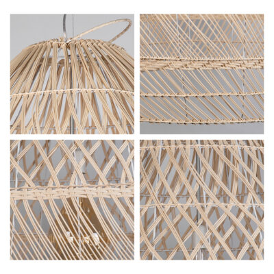 LEDTM® MALIBU 01810 Boho Κρεμαστό Φωτιστικό Καμπάνα Μονόφωτο 1 x E27 IP20 Μπεζ Ξύλο - Μ57 x Π57 x Υ75cm - Image 8