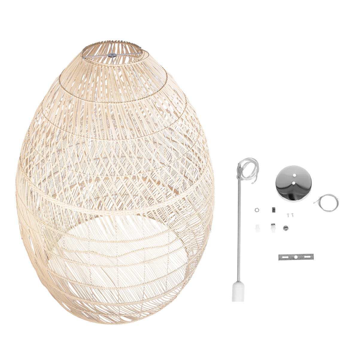 LEDTM® MALIBU 01813 Boho Κρεμαστό Φωτιστικό Οροφής με Ντουί 1 x E27 AC 220-240V IP20 - Μπεζ - Μ120 x Π120 x Υ156cm - Image 8