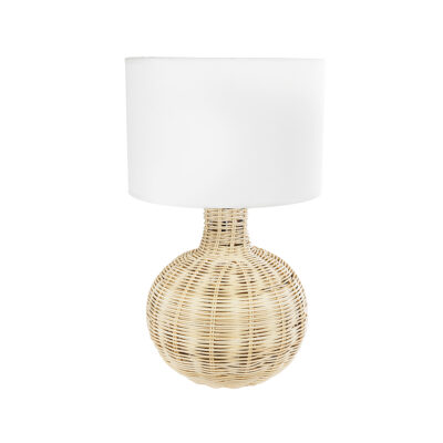 LEDTM® HASUMI 01959 Boho Επιτραπέζιο Φωτιστικό Πορτατίφ Μονόφωτο 1 x E27 IP20 Μπεζ Ξύλο με Λευκό Ύφασμα - Μ30 x Π30 x Υ50cm - Image 3