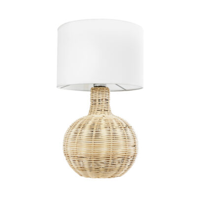 LEDTM® HASUMI 01959 Boho Επιτραπέζιο Φωτιστικό Πορτατίφ Μονόφωτο 1 x E27 IP20 Μπεζ Ξύλο με Λευκό Ύφασμα - Μ30 x Π30 x Υ50cm - Image 4