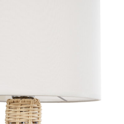 LEDTM® HASUMI 01959 Boho Επιτραπέζιο Φωτιστικό Πορτατίφ Μονόφωτο 1 x E27 IP20 Μπεζ Ξύλο με Λευκό Ύφασμα - Μ30 x Π30 x Υ50cm - Image 5