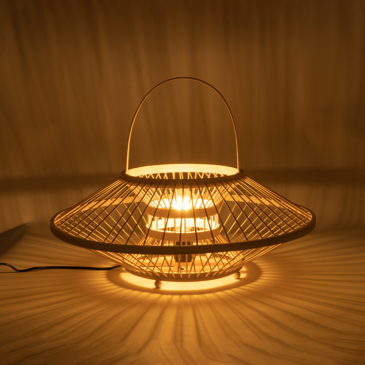LEDTM® SORENIA 02005 Boho Επιτραπέζιο Φωτιστικό Πορτατίφ με Ντουί 1 x E27 AC 220-240V IP20 - Μπεζ - Μ50 x Π50 x Υ18cm - Image 8