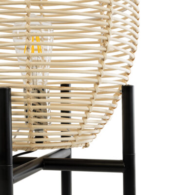 LEDTM® NERINA 02014 Boho Επιτραπέζιο Φωτιστικό Πορτατίφ Μονόφωτο 1 x E27 IP20 Μαύρο Μέταλλο με Μπεζ Ξύλο - Μ30 x Π30 x Υ50cm - Image 5