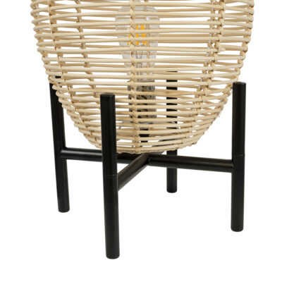 LEDTM® NERINA 02014 Boho Επιτραπέζιο Φωτιστικό Πορτατίφ Μονόφωτο 1 x E27 IP20 Μαύρο Μέταλλο με Μπεζ Ξύλο - Μ30 x Π30 x Υ50cm - Image 6