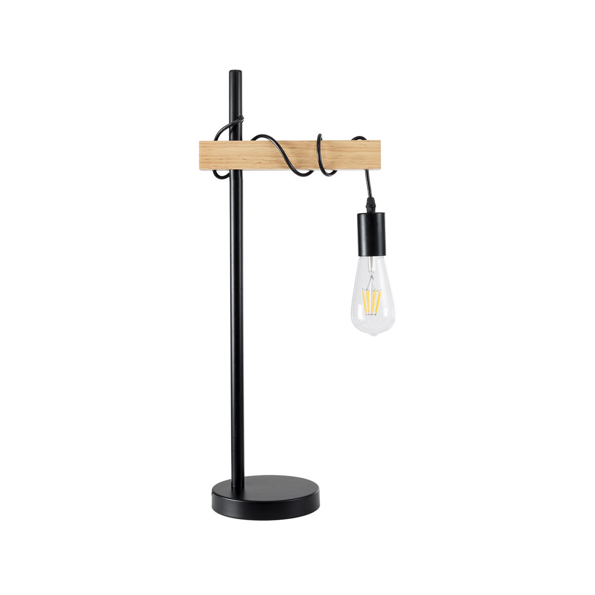 LEDTM® MINDELO 02032 Μοντέρνο Επιτραπέζιο Φωτιστικό Πορτατίφ με Ντουί 1 x E27 AC 220-240V IP20 - Μαύρο & Μπεζ - Μ25 x Π15 x Υ60cm - Image 2