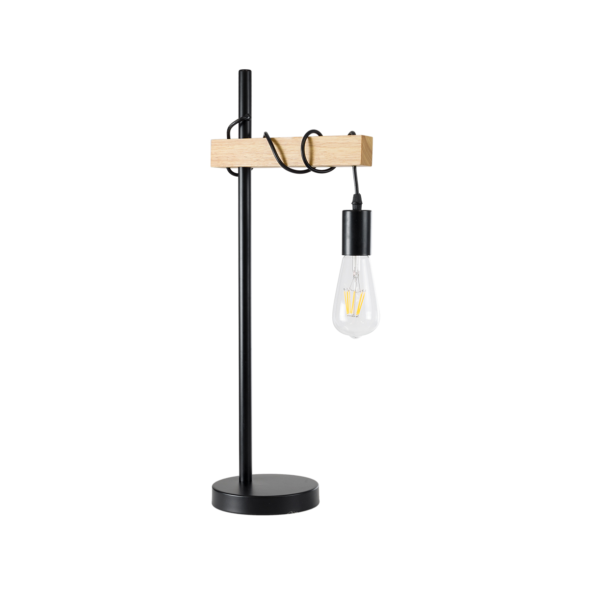 LEDTM® MINDELO 02032 Μοντέρνο Επιτραπέζιο Φωτιστικό Πορτατίφ με Ντουί 1 x E27 AC 220-240V IP20 - Μαύρο & Μπεζ - Μ25 x Π15 x Υ60cm - Image 3