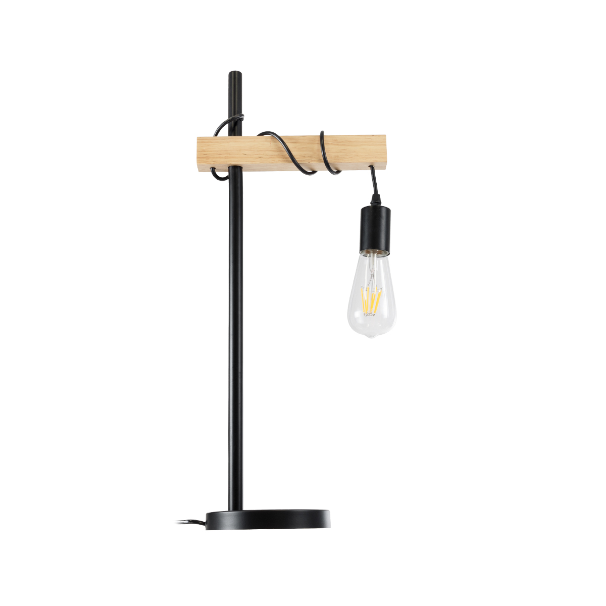 LEDTM® MINDELO 02032 Μοντέρνο Επιτραπέζιο Φωτιστικό Πορτατίφ με Ντουί 1 x E27 AC 220-240V IP20 - Μαύρο & Μπεζ - Μ25 x Π15 x Υ60cm - Image 5