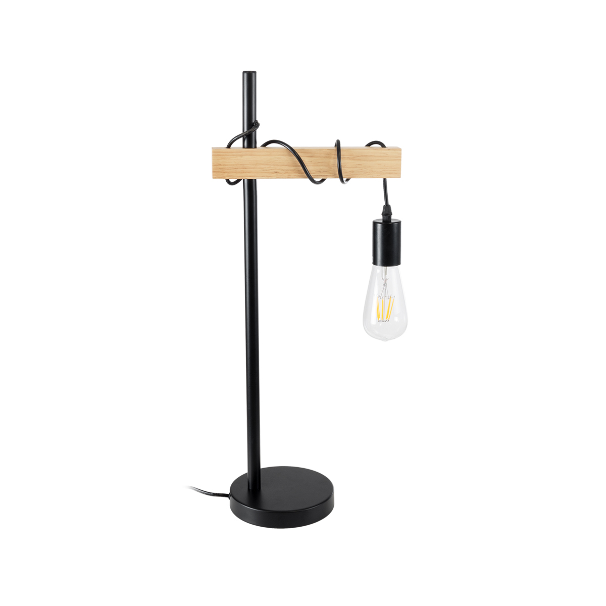 LEDTM® MINDELO 02032 Μοντέρνο Επιτραπέζιο Φωτιστικό Πορτατίφ με Ντουί 1 x E27 AC 220-240V IP20 - Μαύρο & Μπεζ - Μ25 x Π15 x Υ60cm - Image 6