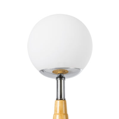 LEDTM® COVE 02036 Μοντέρνο Επιτραπέζιο Φωτιστικό Πορτατίφ Μονόφωτο 1 x E27 IP20 Μπεζ Ξύλο, Ασημί Μέταλλο με Λευκό Γυαλί - Μ12 x Π12 x Υ25cm - Image 5