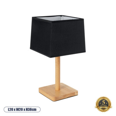 LEDTM® KOLIPE 02039 Μοντέρνο Επιτραπέζιο Φωτιστικό Πορτατίφ Μονόφωτο 1 x E27 IP20 Μπεζ Ξύλο με Μαύρο Ύφασμα - Μ20 x Π20 x Υ38cm