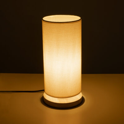 LEDTM® VALVERDE 02040 Boho Επιτραπέζιο Φωτιστικό Πορτατίφ Μονόφωτο 1 x E27 IP20 Μπεζ Ξύλο με Μπεζ Ύφασμα - Μ15 x Π15 x Υ30cm - Image 3