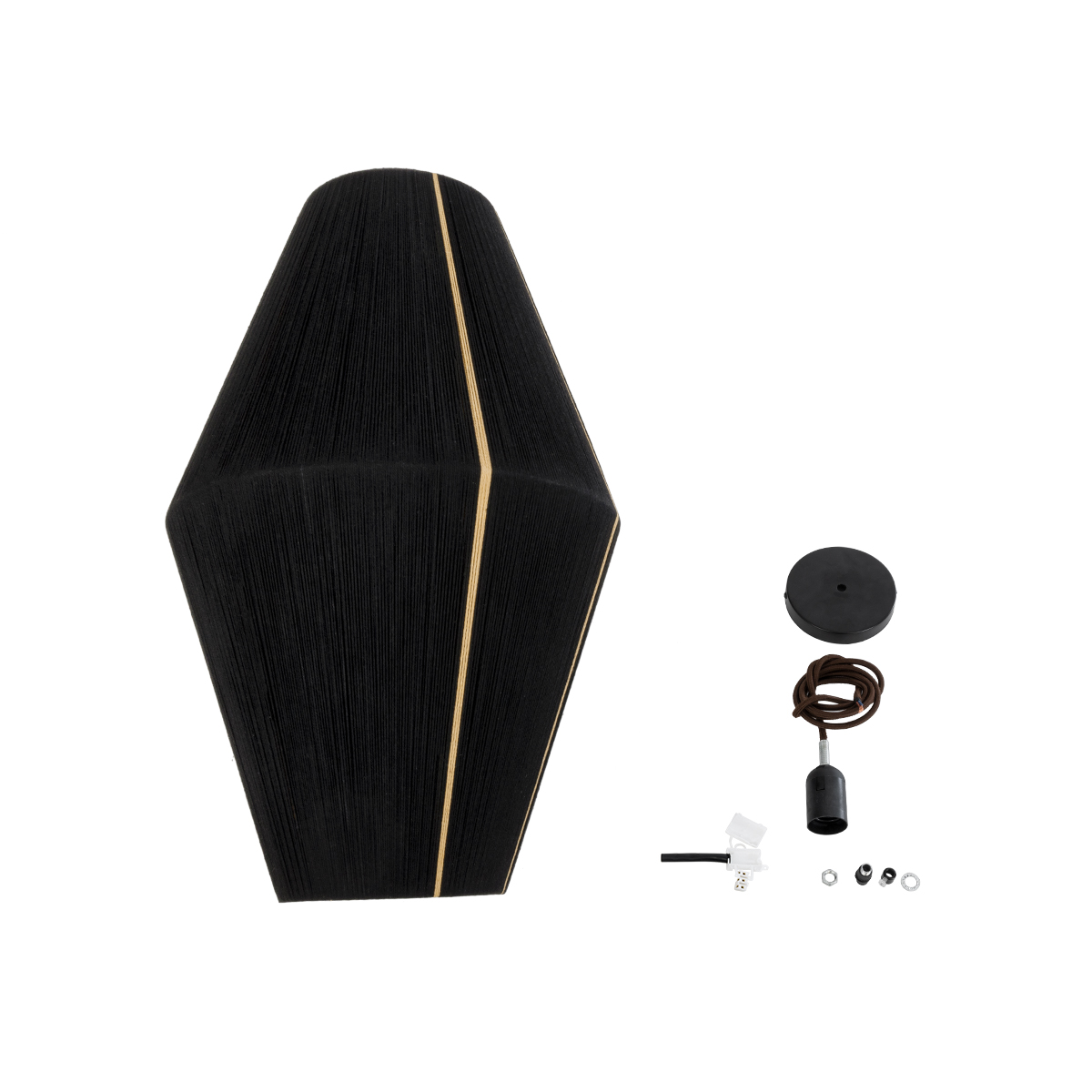 LEDTM® SALERNO 02078 Boho Κρεμαστό Φωτιστικό Οροφής με Ντουί 1 x E27 AC 220-240V IP20 - Μαύρο & Μπεζ - Μ50 x Π50 x Υ80cm - Image 10