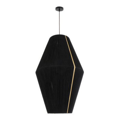 LEDTM® SALERNO 02078 Boho Κρεμαστό Φωτιστικό Πλέγμα Μονόφωτο 1 x E27 IP20 Μαύρο & Μπεζ Σχοινί - Μ50 x Π50 x Υ80cm - Image 4