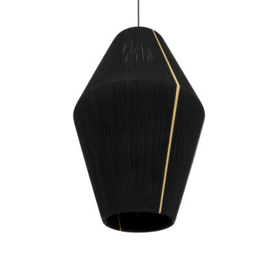 LEDTM® SALERNO 02078 Boho Κρεμαστό Φωτιστικό Πλέγμα Μονόφωτο 1 x E27 IP20 Μαύρο & Μπεζ Σχοινί - Μ50 x Π50 x Υ80cm - Image 6