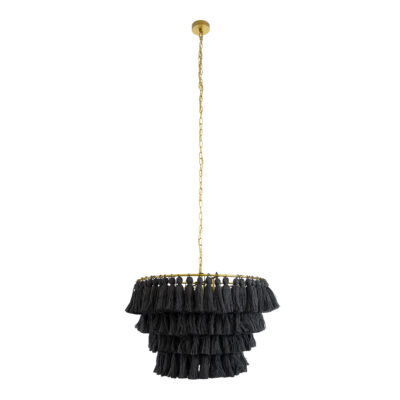 LEDTM® MISSOULA 02091 Boho Κρεμαστό Φωτιστικό Σχοινί Μονόφωτο 1 x E27 IP20 Μαύρο Ύφασμα με Χρυσό Μέταλλο - Μ60 x Π60 x Υ40cm - Image 4