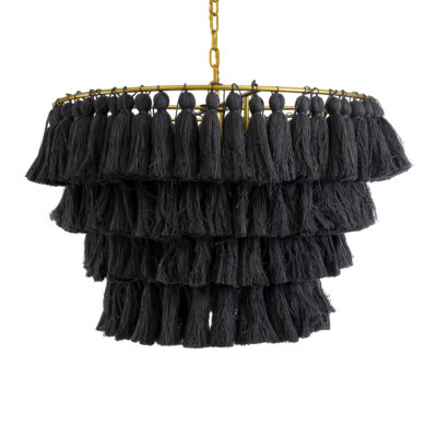 LEDTM® MISSOULA 02091 Boho Κρεμαστό Φωτιστικό Σχοινί Μονόφωτο 1 x E27 IP20 Μαύρο Ύφασμα με Χρυσό Μέταλλο - Μ60 x Π60 x Υ40cm - Image 5