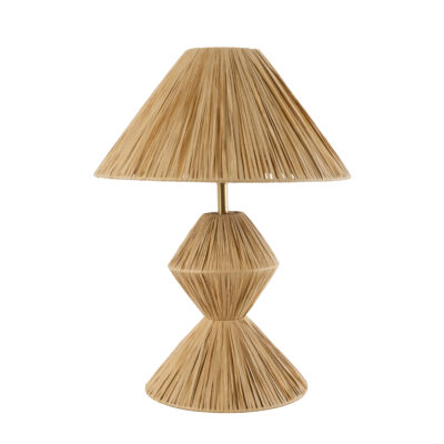 LEDTM® LUANA 02107 Boho Επιτραπέζιο Φωτιστικό Πορτατίφ Μονόφωτο 1 x E27 IP20 Μπεζ Raffia - Μ40 x Π40 x Υ50cm - Image 3