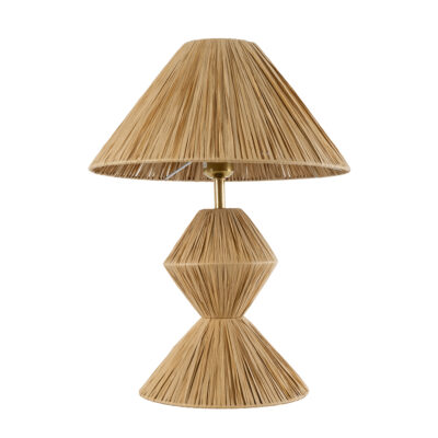 LEDTM® LUANA 02107 Boho Επιτραπέζιο Φωτιστικό Πορτατίφ Μονόφωτο 1 x E27 IP20 Μπεζ Raffia - Μ40 x Π40 x Υ50cm - Image 4