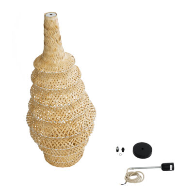 LEDTM® MAUI 02114 Boho Κρεμαστό Φωτιστικό Πλέγμα Μονόφωτο 1 x E27 IP20 Μπεζ Ξύλο - Μ30 x Π30 x Y77cm - Image 11
