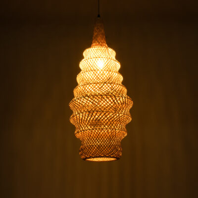 LEDTM® MAUI 02114 Boho Κρεμαστό Φωτιστικό Πλέγμα Μονόφωτο 1 x E27 IP20 Μπεζ Ξύλο - Μ30 x Π30 x Y77cm - Image 3