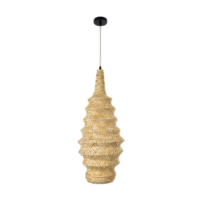 LEDTM® MAUI 02114 Boho Κρεμαστό Φωτιστικό Πλέγμα Μονόφωτο 1 x E27 IP20 Μπεζ Ξύλο - Μ30 x Π30 x Y77cm - Image 4