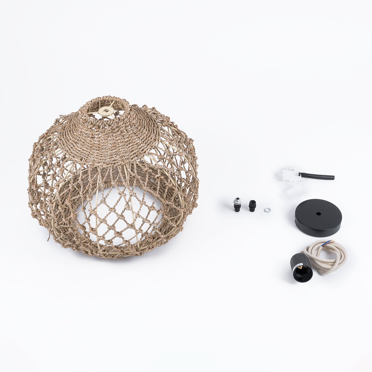 LEDTM® ECUADOR 02115 Boho Κρεμαστό Φωτιστικό Οροφής με Ντουί 1 x E27 AC 220-240V IP20 - Μπεζ - Μ35 x Π35 x Υ28cm - Image 10