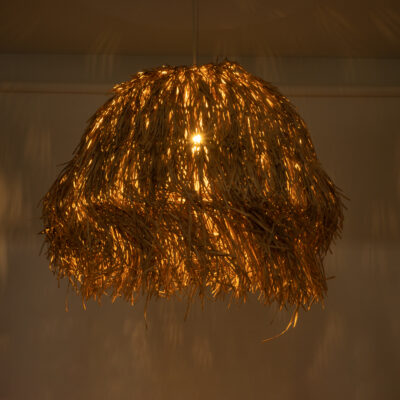 LEDTM® GUADELOUPE 02158 Boho Κρεμαστό Φωτιστικό Πλέγμα Μονόφωτο 1 x E27 IP20 Μπεζ Ράφια - Μ80 x Π80 x Υ60cm - Image 3