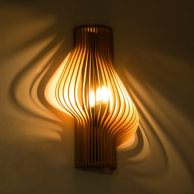 LEDTM® MIHIRO 02174 Boho Επιτοίχιο Φωτιστικό Απλίκα Μονόφωτο 1 x E27 IP20 Μπεζ Ξύλο - Μ25 x Π13 x Υ40cm - Image 3