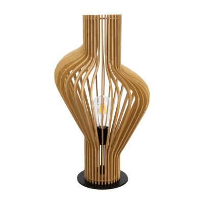 LEDTM® MIHIRO 02176 Boho Επιτραπέζιο Φωτιστικό Πορτατίφ Μονόφωτο 1 x E27 IP20 Καφέ Ξύλο με Μαύρο Μέταλλο - Μ33 x Π33 x Υ57cm - Image 4