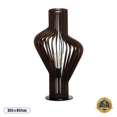 LEDTM® MIHIRO 02177 Boho Επιτραπέζιο Φωτιστικό Πορτατίφ Μονόφωτο 1 x E27 IP20 Καφέ Ξύλο με Μαύρο Μέταλλο - Μ33 x Π33 x Υ57cm