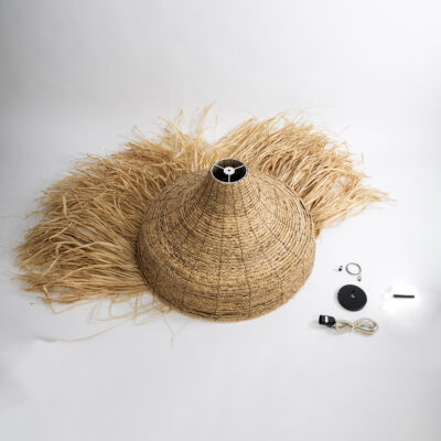 LEDTM® PORTOFERRAIO 02186 Boho Κρεμαστό Φωτιστικό Πλέγμα Μονόφωτο 1 x E27 IP20 Μπεζ Ράφια - Μ80 x Π80 x Υ120cm - Image 11
