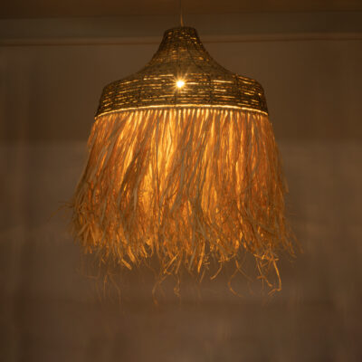 LEDTM® PORTOFERRAIO 02186 Boho Κρεμαστό Φωτιστικό Πλέγμα Μονόφωτο 1 x E27 IP20 Μπεζ Ράφια - Μ80 x Π80 x Υ120cm - Image 3