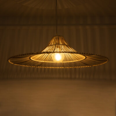 LEDTM® PALERMO 02209 Boho Κρεμαστό Φωτιστικό Πλέγμα Μονόφωτο 1 x E27 IP20 Μπεζ Ξύλο - Μ100 x Π100 x Υ30cm - Image 3