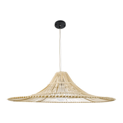 LEDTM® PALERMO 02209 Boho Κρεμαστό Φωτιστικό Πλέγμα Μονόφωτο 1 x E27 IP20 Μπεζ Ξύλο - Μ100 x Π100 x Υ30cm - Image 4