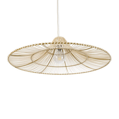 LEDTM® PALERMO 02209 Boho Κρεμαστό Φωτιστικό Πλέγμα Μονόφωτο 1 x E27 IP20 Μπεζ Ξύλο - Μ100 x Π100 x Υ30cm - Image 6