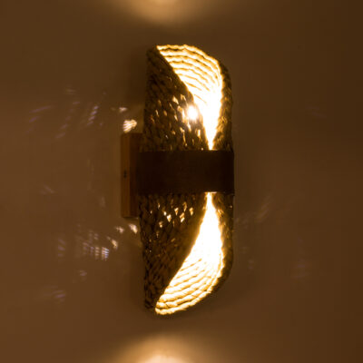 LEDTM® GUAVA 02222 Boho Επιτοίχιο Φωτιστικό Απλίκα Δίφωτο 2 x G9 IP20 Μπεζ Ξύλο με Καφέ Δέρμα - Μ11 x Π13 x Υ30cm - Image 3