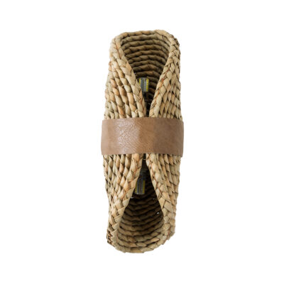 LEDTM® GUAVA 02222 Boho Επιτοίχιο Φωτιστικό Απλίκα Δίφωτο 2 x G9 IP20 Μπεζ Ξύλο με Καφέ Δέρμα - Μ11 x Π13 x Υ30cm - Image 4