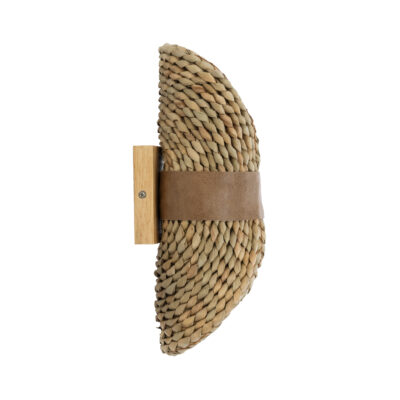 LEDTM® GUAVA 02222 Boho Επιτοίχιο Φωτιστικό Απλίκα Δίφωτο 2 x G9 IP20 Μπεζ Ξύλο με Καφέ Δέρμα - Μ11 x Π13 x Υ30cm - Image 5