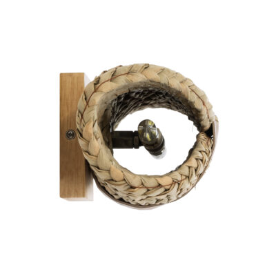 LEDTM® GUAVA 02222 Boho Επιτοίχιο Φωτιστικό Απλίκα Δίφωτο 2 x G9 IP20 Μπεζ Ξύλο με Καφέ Δέρμα - Μ11 x Π13 x Υ30cm - Image 6