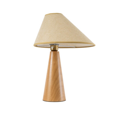 LEDTM® KAUAI 02229 Boho Επιτραπέζιο Φωτιστικό Πορτατίφ Μονόφωτο 1 x E27 IP20 Μπεζ Ξύλο με Μπεζ Ύφασμα - Μ38 x Π30 x Υ48cm - Image 4