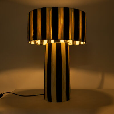 LEDTM® NASSAU 02234 Boho Επιτραπέζιο Φωτιστικό Πορτατίφ Μονόφωτο 1 x E27 IP20 Μπεζ & Μαύρη Raffia - Μ37 x Π37 x Υ55cm - Image 3