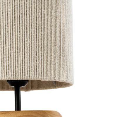 LEDTM® TUVALU 02236 Boho Επιτραπέζιο Φωτιστικό Πορτατίφ Μονόφωτο 1 x E27 IP20 Καφέ Ξύλο με Μπεζ Βαμβακερό Νήμα - Μ22 x Π22 x Υ42cm - Image 5