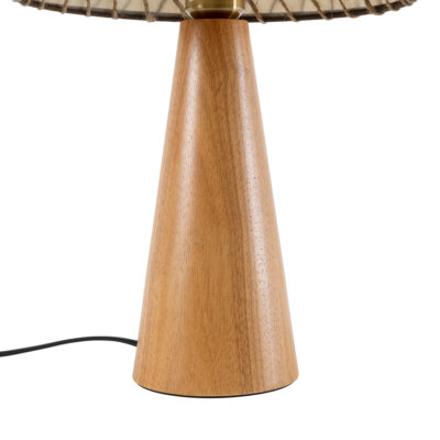 LEDTM® MASPALOMAS 02291 Boho Επιτραπέζιο Φωτιστικό Πορτατίφ Μονόφωτο 1 x E27 IP20 Καφέ Ξύλο με Μπεζ Ύφασμα - Μ30 x Π30 x Υ45cm - Image 6